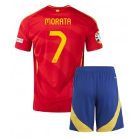 Camisa de Futebol Espanha Alvaro Morata #7 Equipamento Principal Infantil Europeu 2024 Manga Curta (+ Calças curtas)